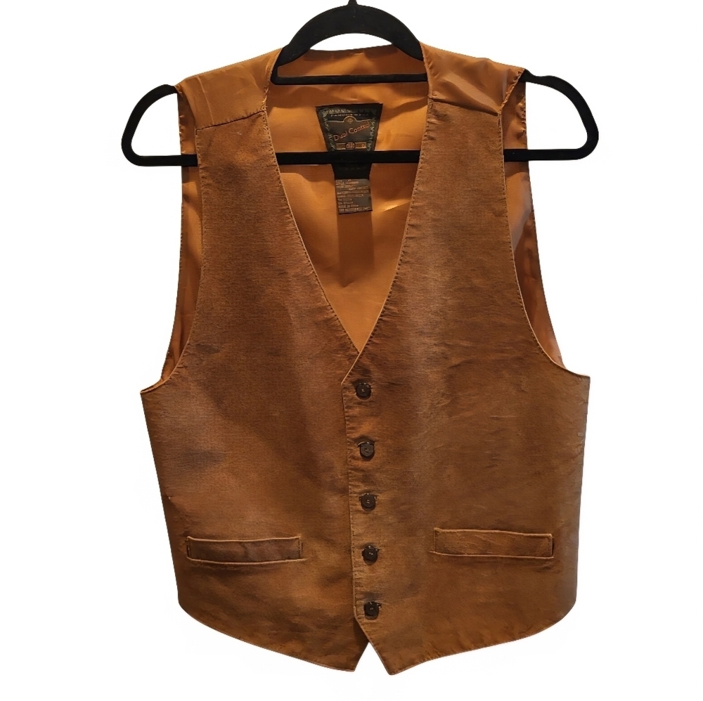 Vintage The Dual Control Suede Leather Button Vest Brown Size Medium